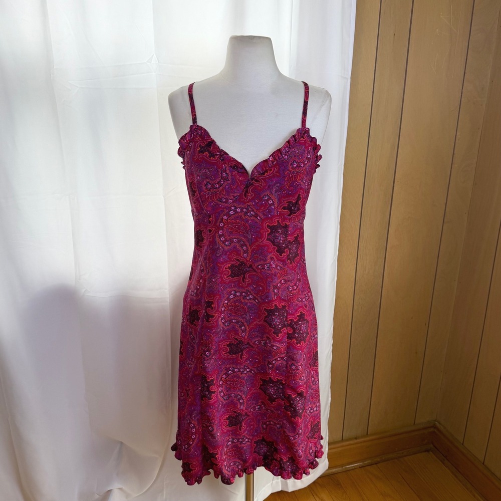Vtg Y2K Express Ruffle Babydoll Spaghetti Strap Dress Sz Small Slip Coquette